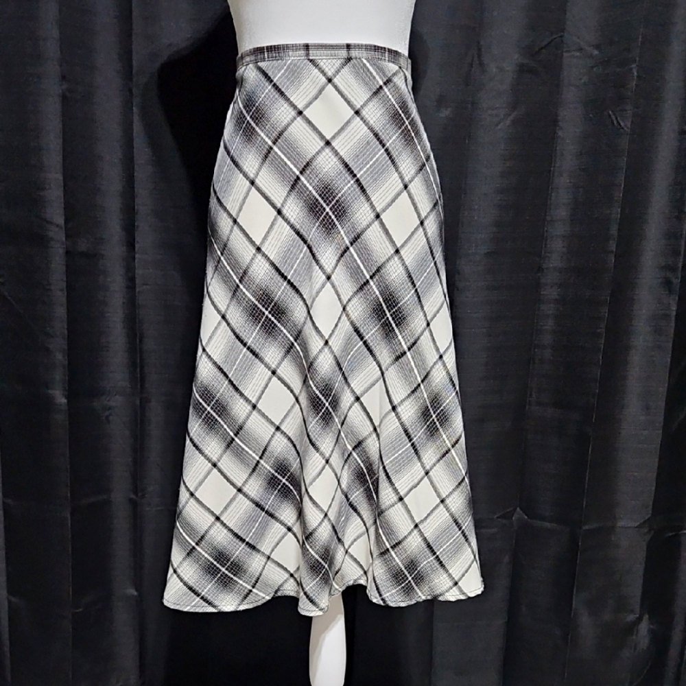 Plaid A Line Midi Skirt